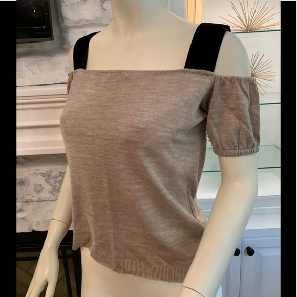 Prada Velvet Gold Shoulder Top SweaterSize 40